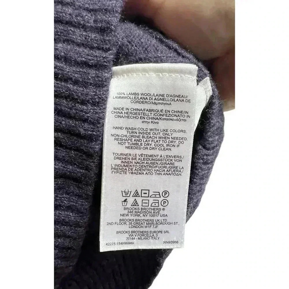 Brooks Brothers Lambswool Cable Crewneck Sweater Purple Medium Women's - Picture 6 of 7